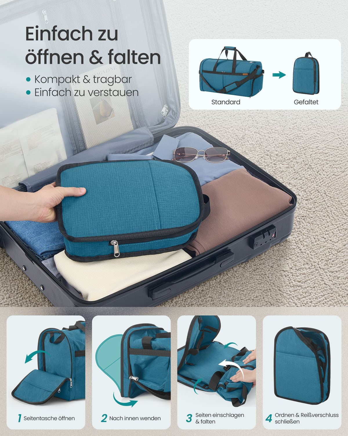 Opvouwbare Sporttas 80 L – Met Schoenenvak en Natvak – Weekendtas – Blauw
