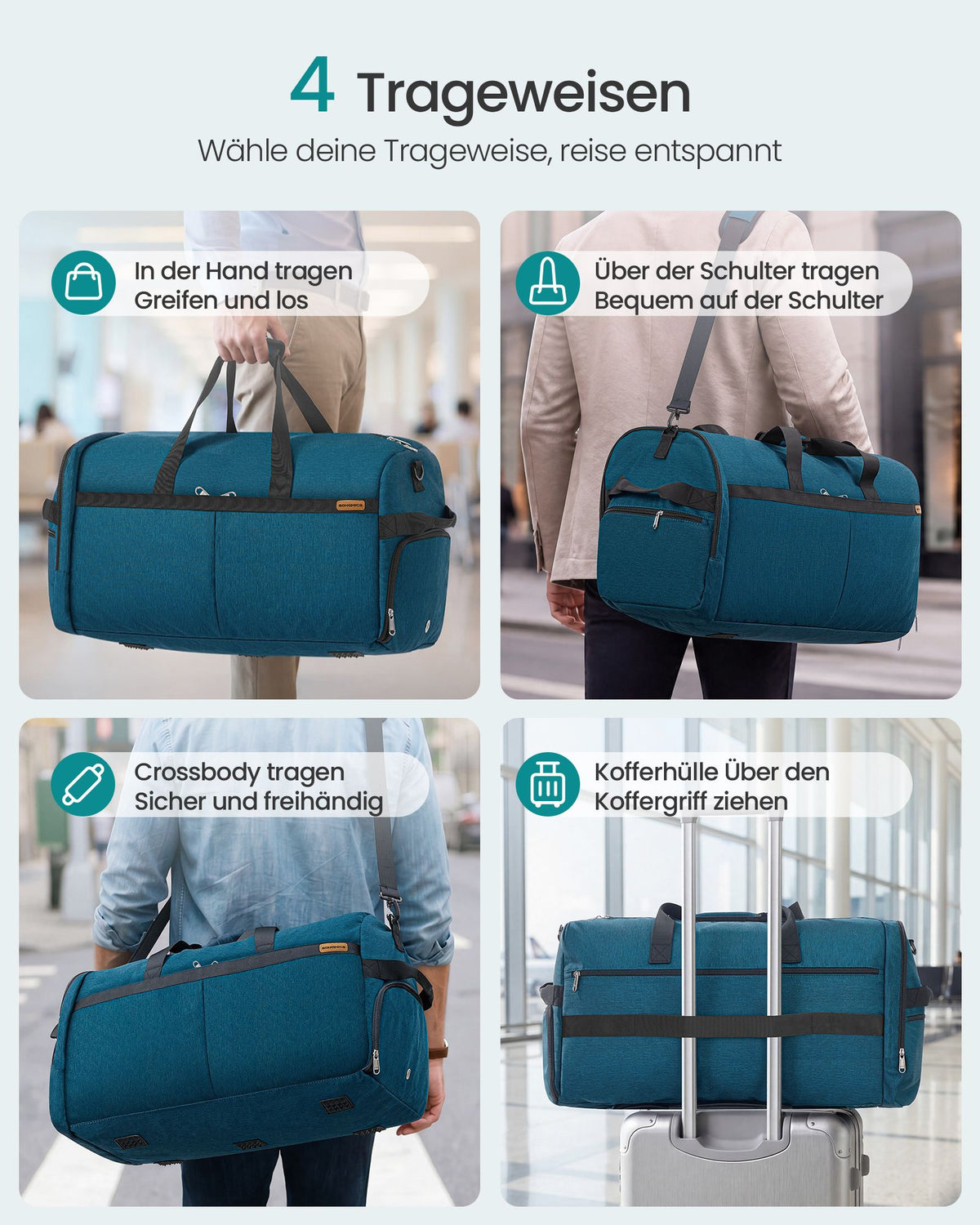 Opvouwbare Sporttas 80 L – Met Schoenenvak en Natvak – Weekendtas – Blauw