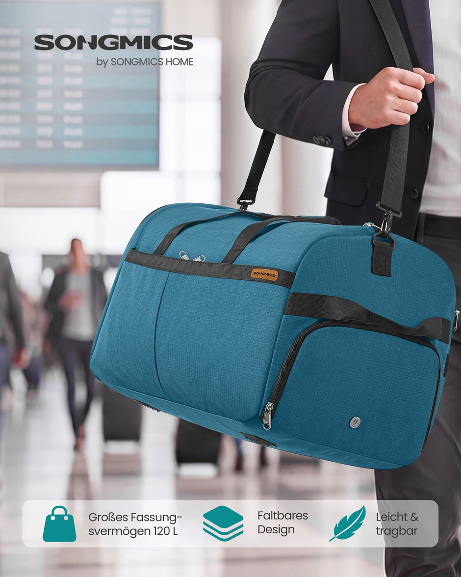 Opvouwbare Sporttas 120 L – Met Schoenenvak en Natvak – Weekendtas – Blauw