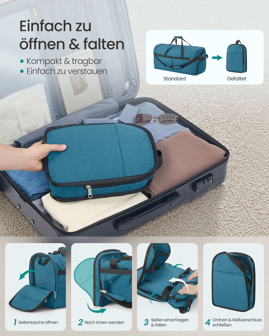 Opvouwbare Sporttas 120 L – Met Schoenenvak en Natvak – Weekendtas – Blauw