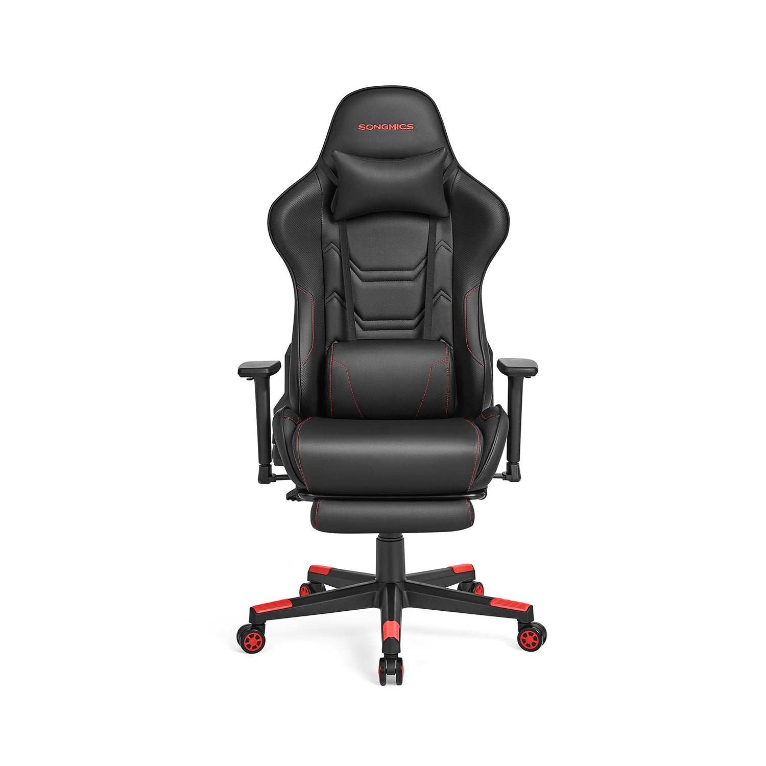 Office Stuhl-Geronomic-mit Armlehnen und Küssen-Schwarz-Rood