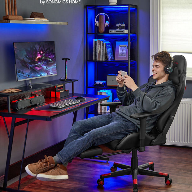 Office Stuhl-Geronomic-mit Armlehnen und Küssen-Schwarz-Rood