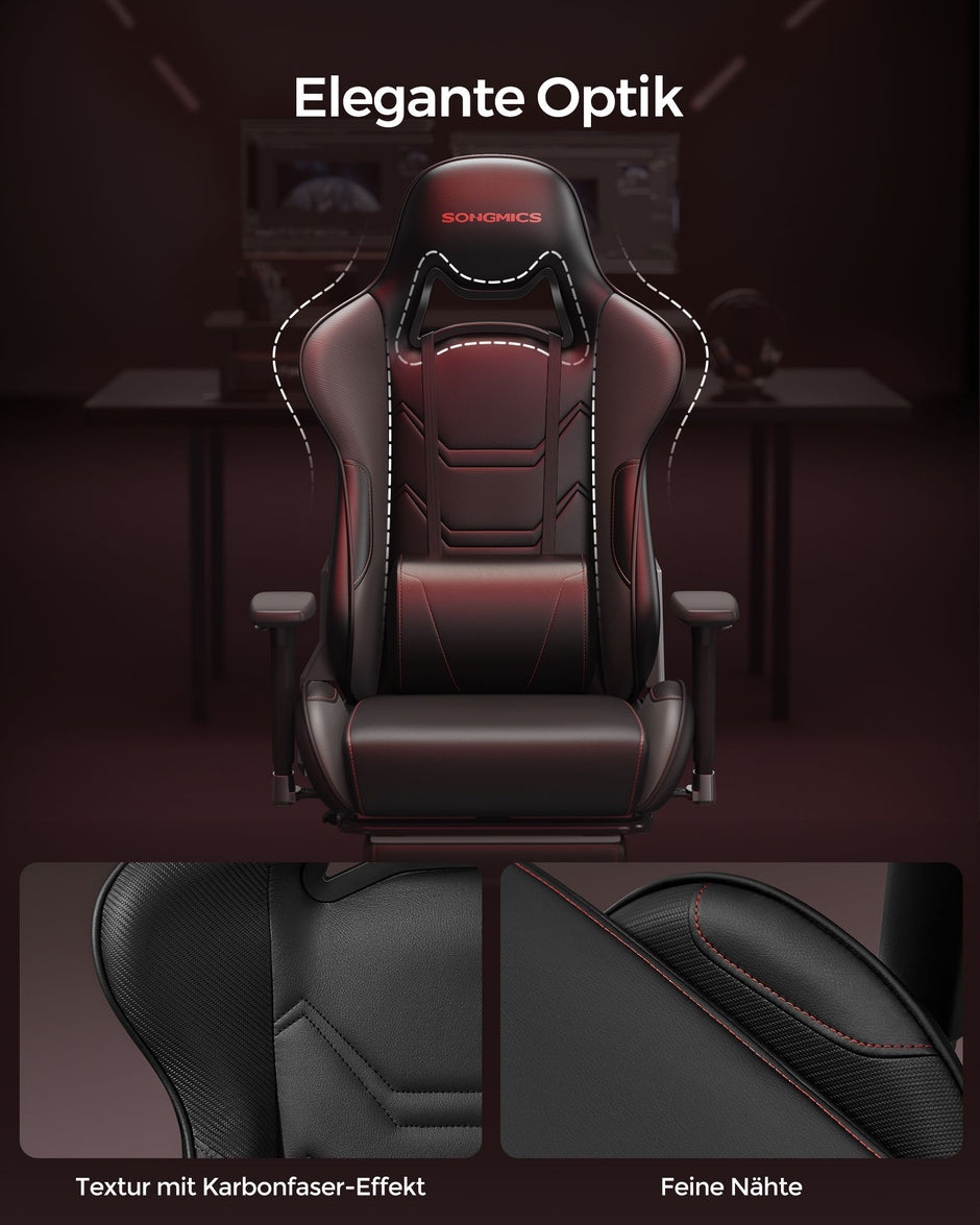 Office Stuhl-Geronomic-mit Armlehnen und Küssen-Schwarz-Rood