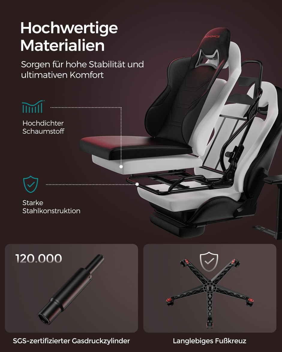 Office Stuhl-Geronomic-mit Armlehnen und Küssen-Schwarz-Rood