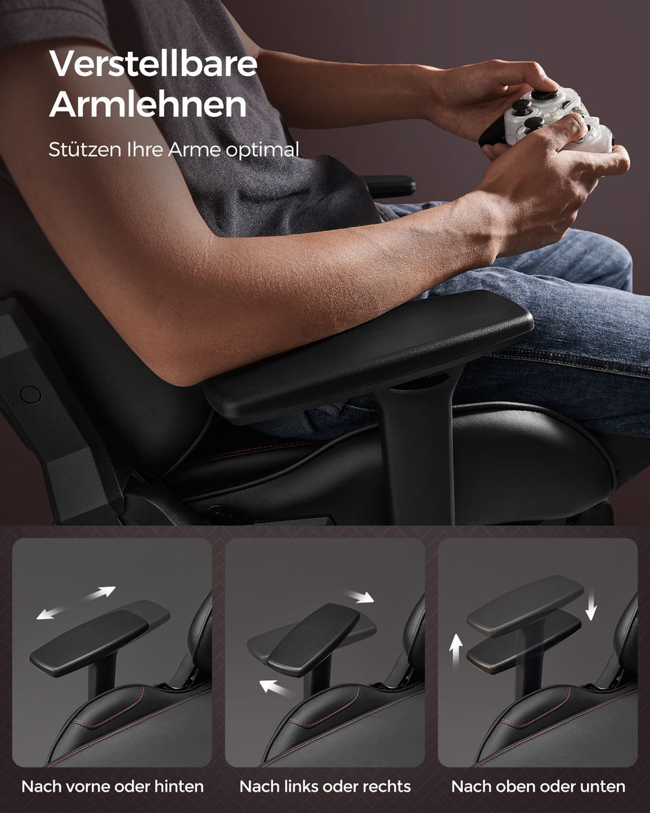 Office Stuhl-Geronomic-mit Armlehnen und Küssen-Schwarz-Rood