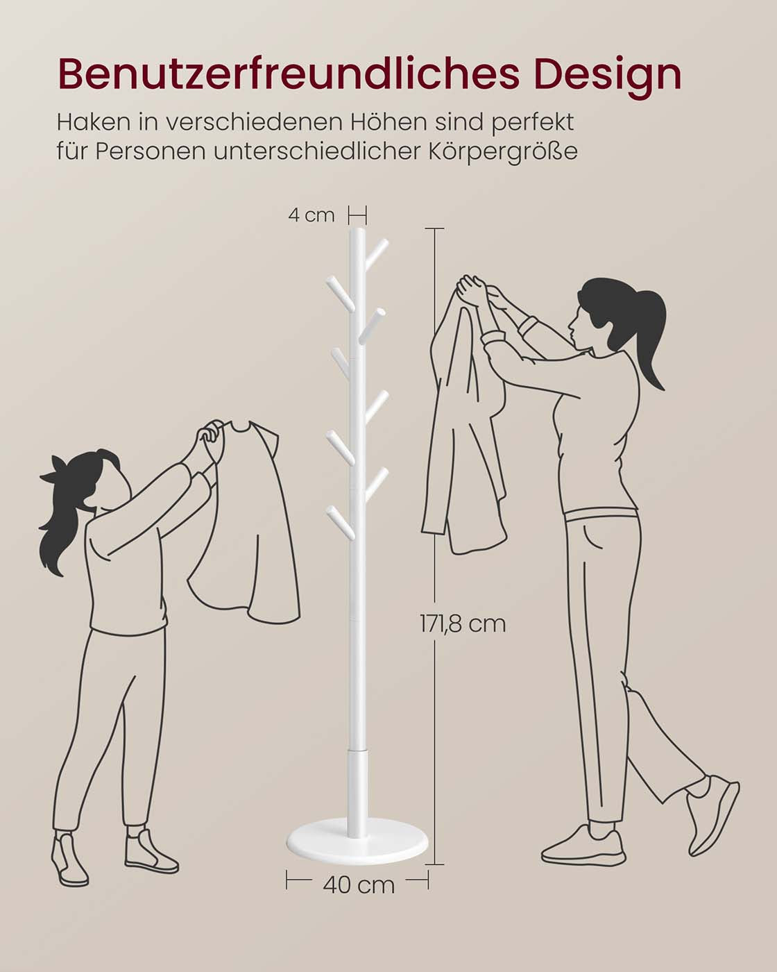 Garderobekast met haken – Wolkenwit – 40 kg draagvermogen – 3 planken