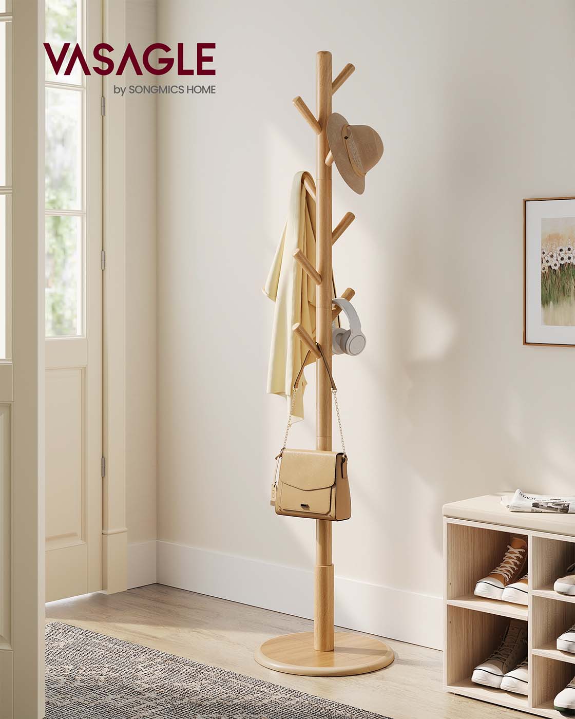 Kapstok – Boomvormig – 8 Haken van Massief Hout – Hal of Entree