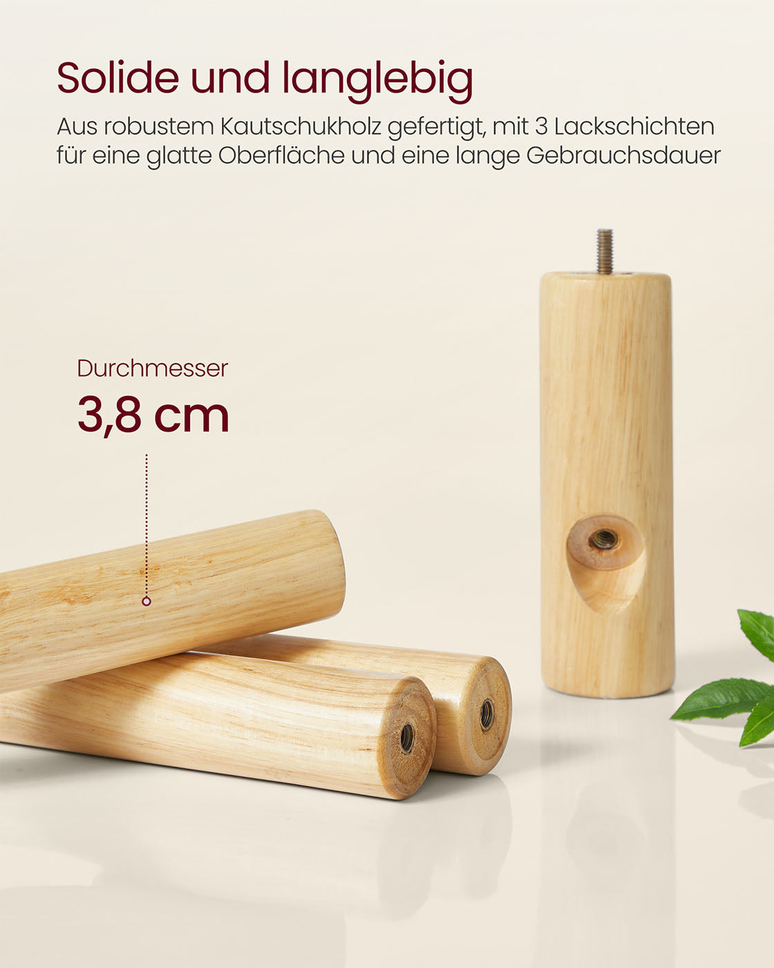 Schichtregal aus massivem Holz mit 8 Haken, Pastellrosa