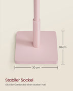 Schichtregal aus massivem Holz mit 8 Haken, Pastellrosa