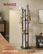 Kleiderregal - Massivholz - Haken - Bretter