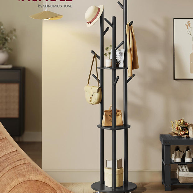 Kleiderregal - Massivholz - Haken - Bretter