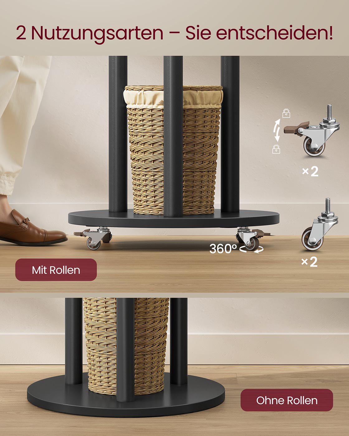 Kleiderregal - Massivholz - Haken - Bretter