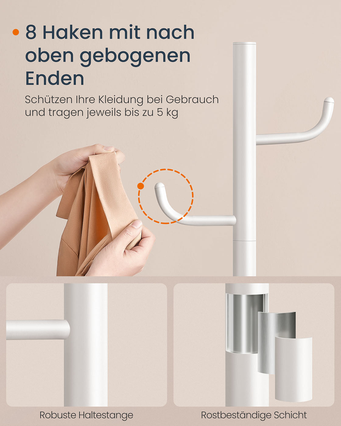 Wolkiger weißer Kleiderregal in Kaktusform