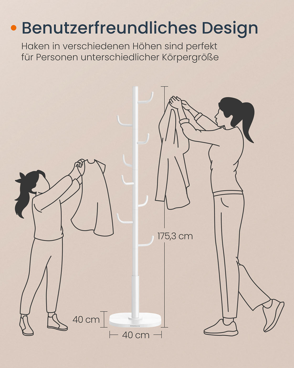 Wolkiger weißer Kleiderregal in Kaktusform