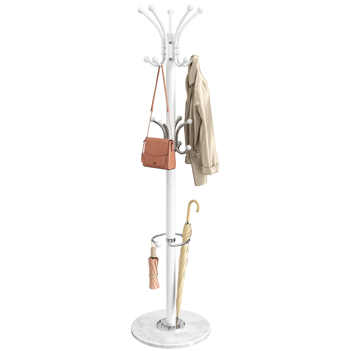 Kapstok - Staand met Haken - Matwit - 38 x 38 x 178 cm