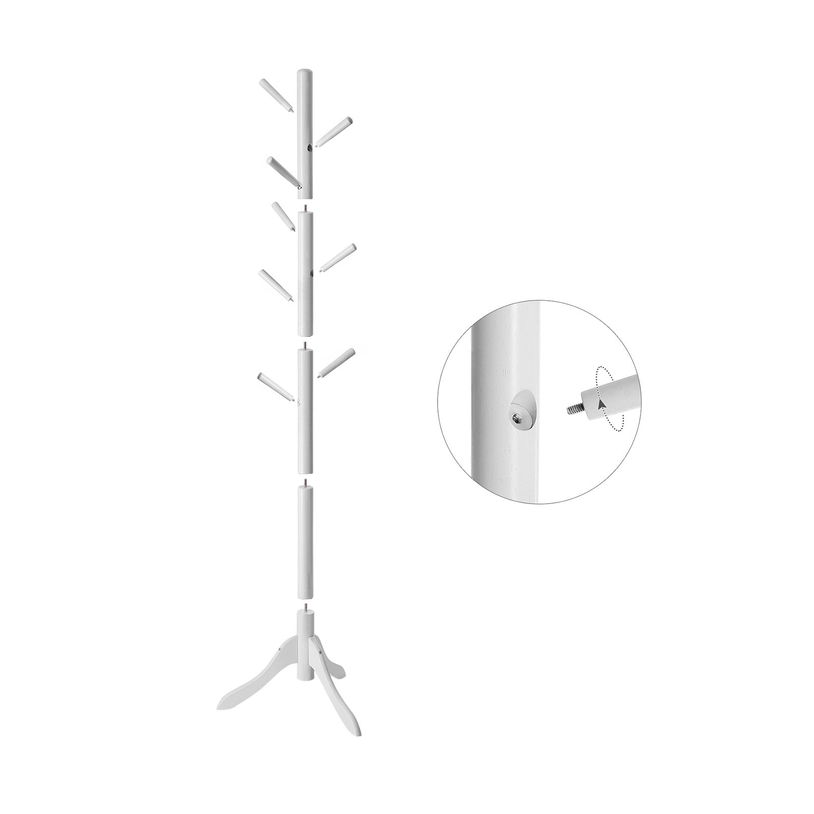 Kleiderregal - Wandbedeckungsregal mit 7 Haken - Weiß