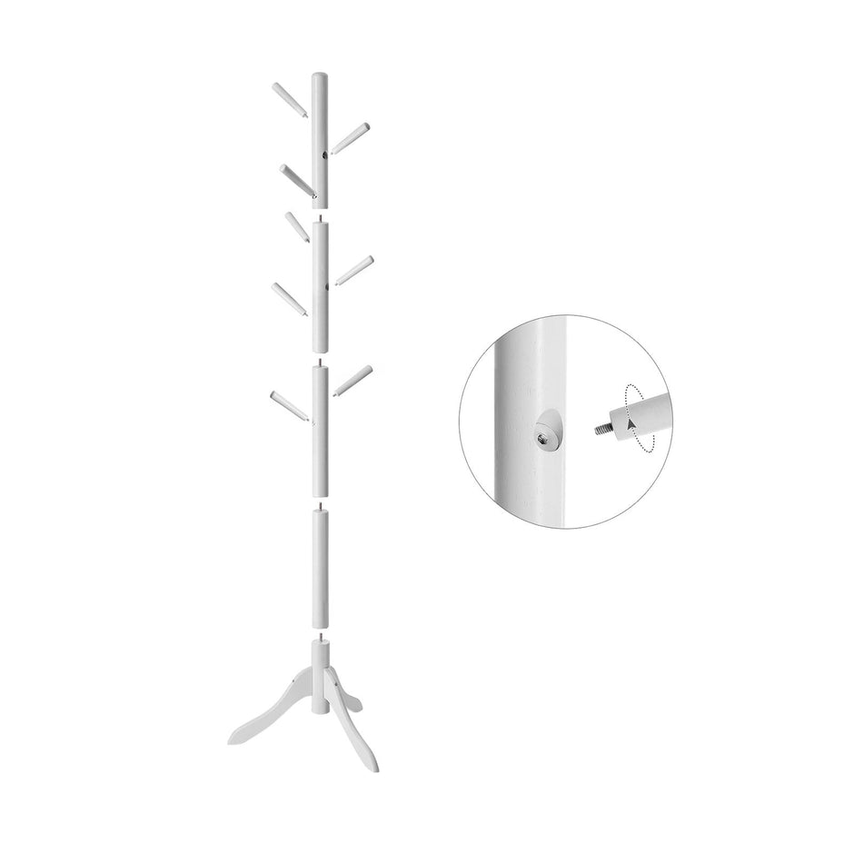 Kleiderregal - Wandbedeckungsregal mit 7 Haken - Weiß