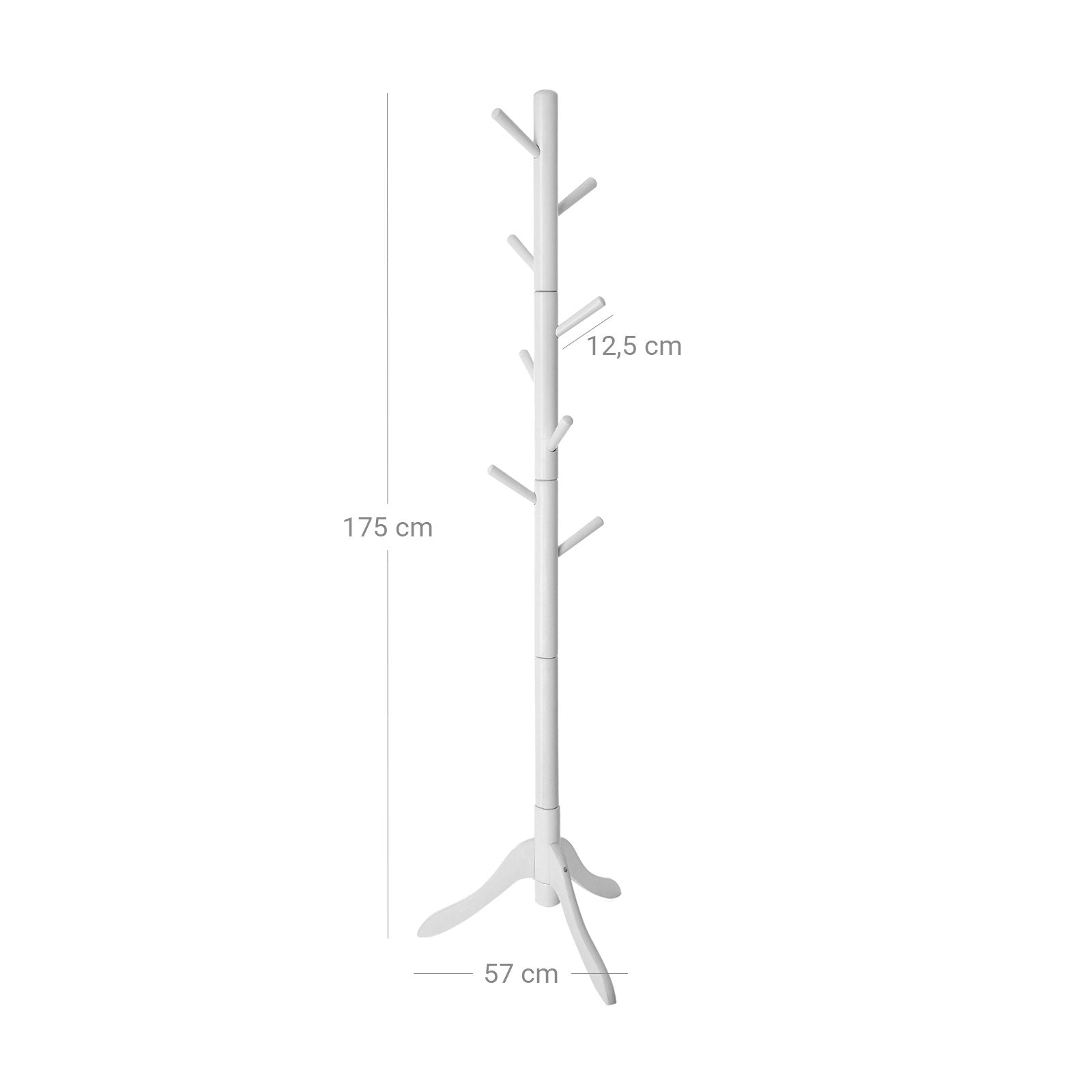 Kleiderregal - Wandbedeckungsregal mit 7 Haken - Weiß