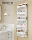 Deurorganizer - 15 x 40 x 140 cm - 5 vakken - opvouwbaar - transparant - wolkenwit - maximaal 15 kg