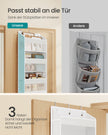 Deurorganizer - 15 x 40 x 140 cm - 5 vakken - opvouwbaar - transparant - wolkenwit - maximaal 15 kg