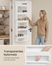 Deurorganizer - 15 x 40 x 140 cm - 5 vakken - opvouwbaar - transparant - wolkenwit - maximaal 15 kg
