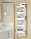 Deurorganizer - 15 x 40 x 140 cm - opvouwbaar - 5 vakken - transparant - wolkenwit - maximum belasting 15 kg - set van 2