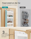 Deurorganizer - 15 x 40 x 140 cm - opvouwbaar - 5 vakken - transparant - wolkenwit - maximum belasting 15 kg - set van 2