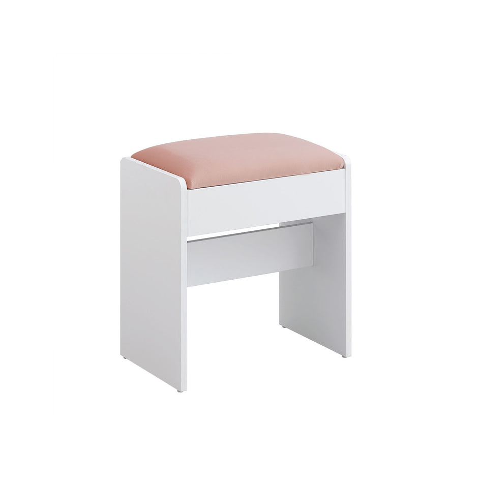 Stuhlverkederstisch aus Matt White-Pastel Pink Samt