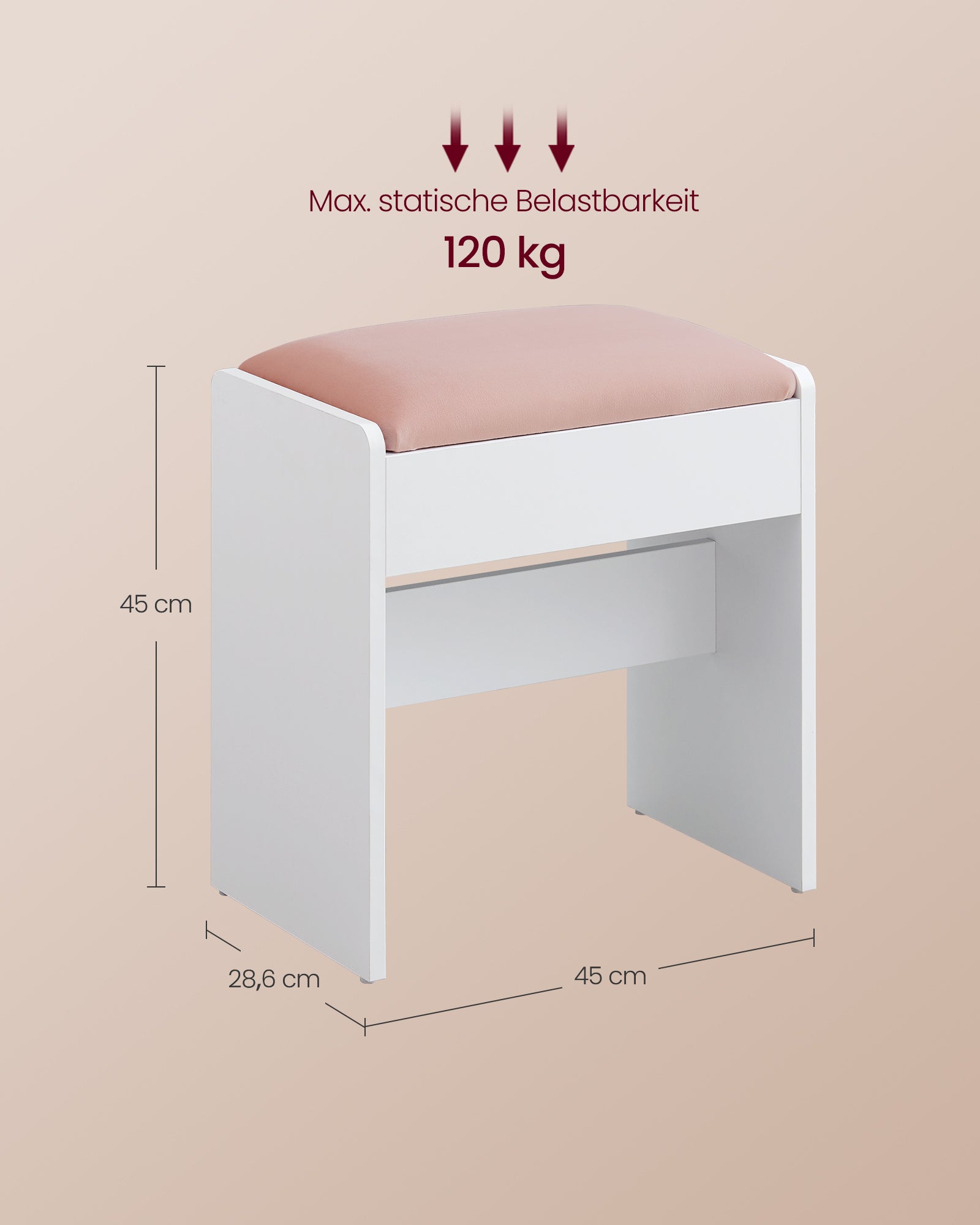 Stuhlverkederstisch aus Matt White-Pastel Pink Samt