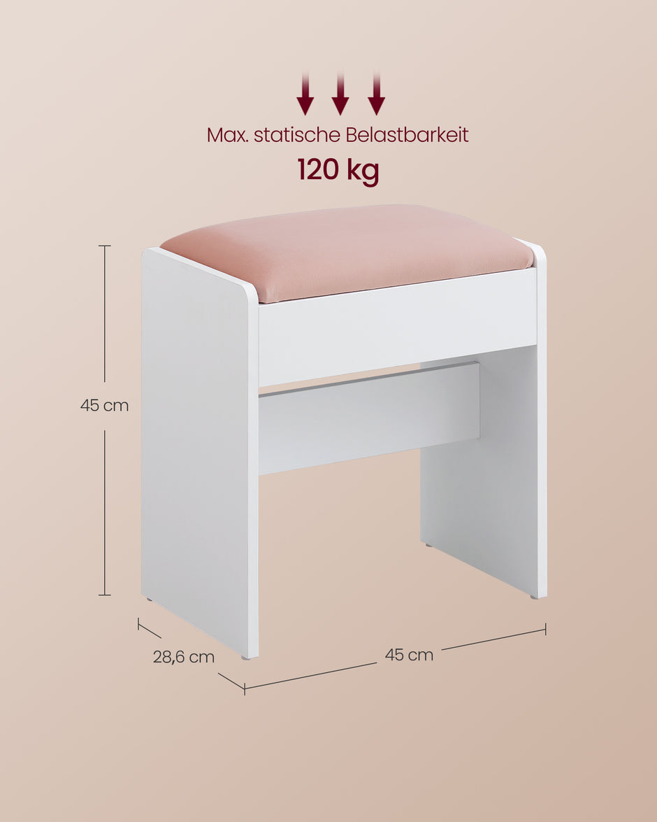 Stuhlverkederstisch aus Matt White-Pastel Pink Samt