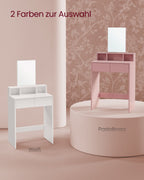 Schminktisch mit Spiegel und 2 Schubladen Pastellrosa