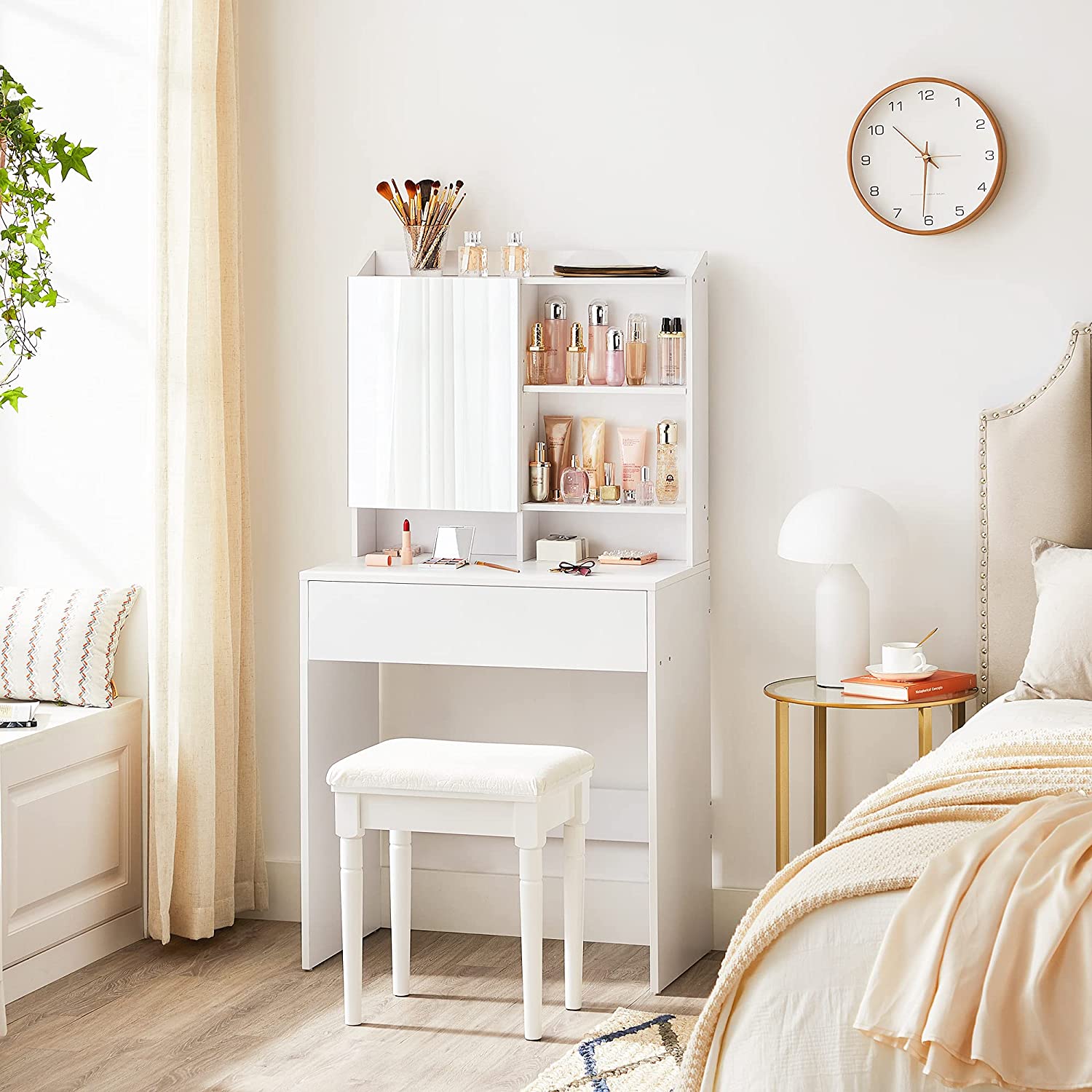 Schminktisch - Make -up -Tisch - mit Spiegel - 1 Schublade und Regale