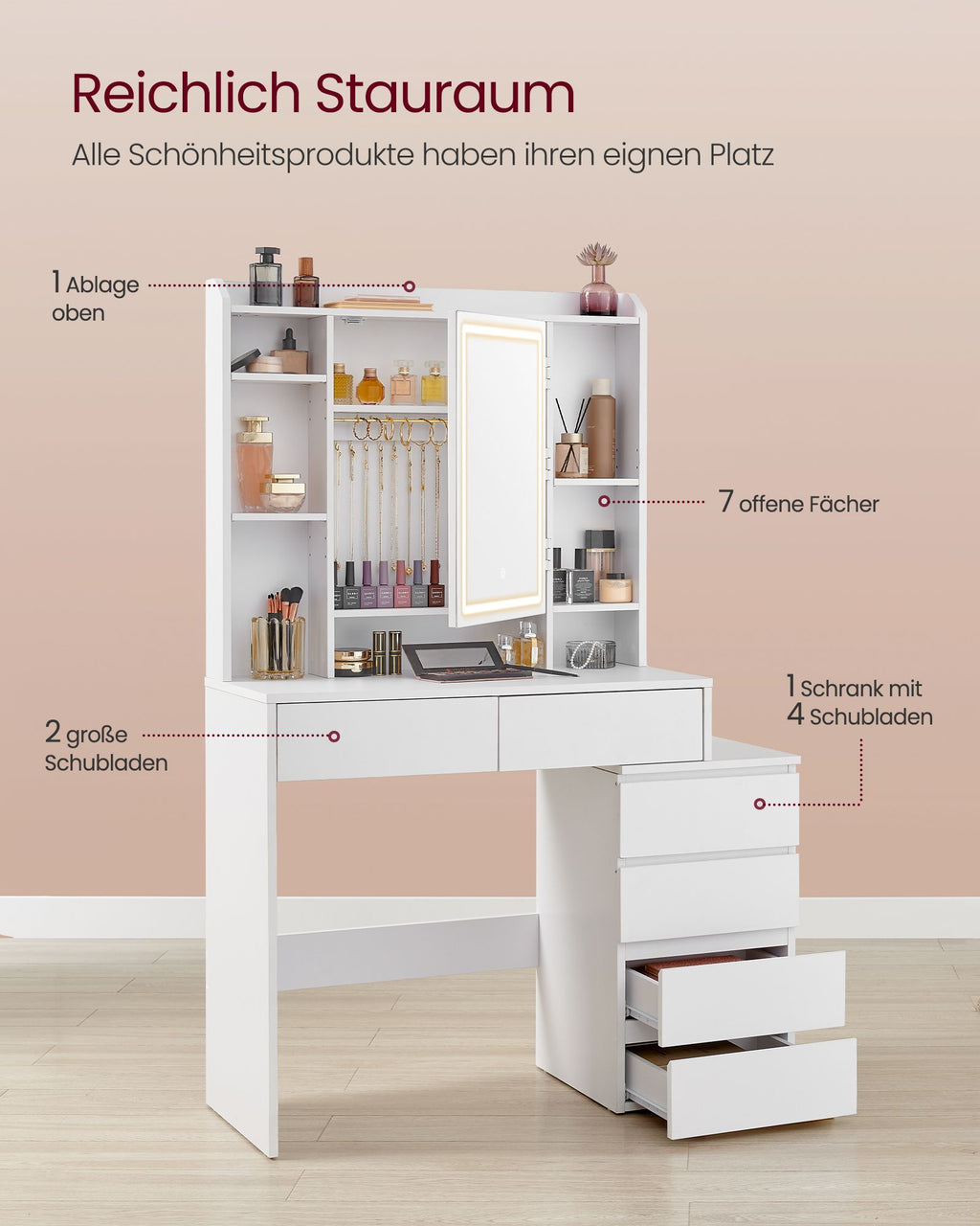 Kommode mit LED-Beleuchtung-moderner weißes Weiß