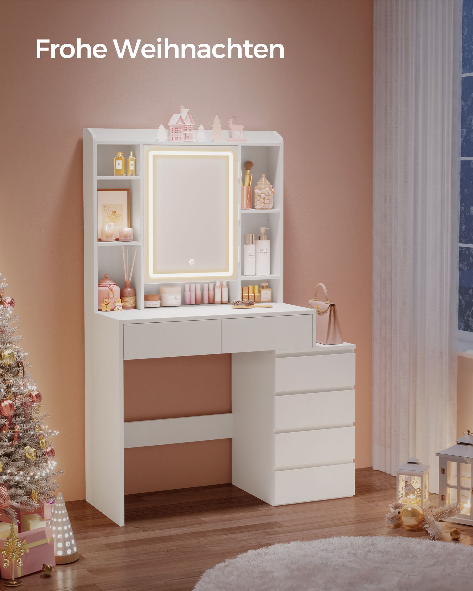 Kommode mit LED-Beleuchtung-moderner weißes Weiß