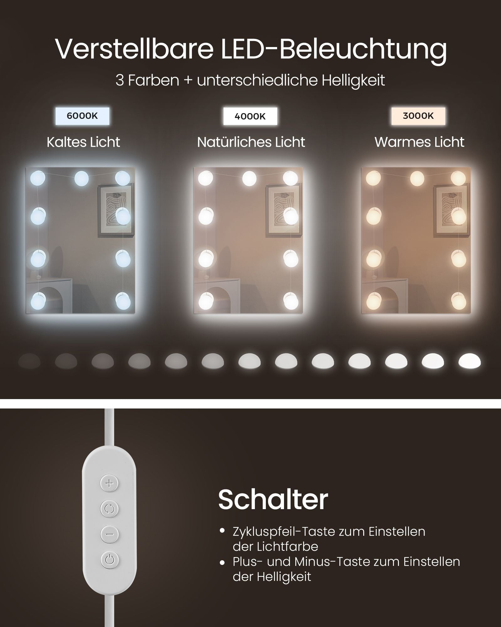 Schminktisch - modern - mit Spiegel und Schubladen