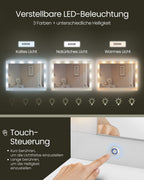 Schminktisch mit LED-Beleuchtung und wolkenweißem Spiegel