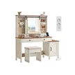 Kaptafel – Make-up Tafel - Met spiegel – 3 lades – Vintage Wit  – Honing Bruin –  40 x 125 x 147 cm