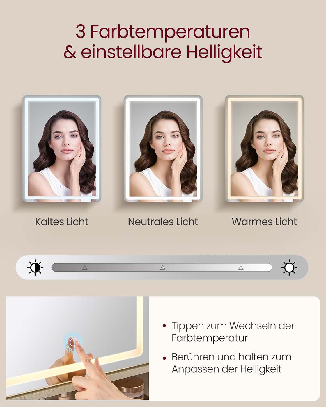 Kaptafel – Spiegelverlichting en Meerdere Lades – Witte Houtlook – Slaapkamer