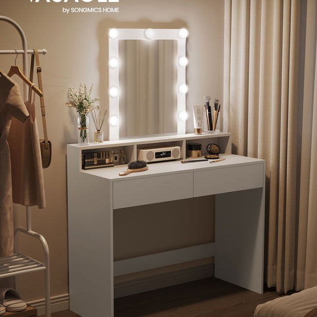 Schminktisch mit LED-Beleuchtung-Moderne-Weiß