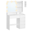 Kaptafel - Met Verlichte Spiegel en Schuifladen - Wit - 80 x 40 x 144,3 cm