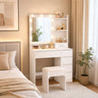 Kaptafel - Met Verlichte Spiegel en Schuifladen - Wit - 80 x 40 x 144,3 cm