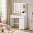 Kaptafel - Met Verlichte Spiegel en Schuifladen - Wit - 80 x 40 x 144,3 cm