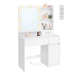 Kaptafel - Met Verlichte Spiegel en Schuifladen - Wit - 80 x 80 x 144,3 cm