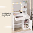 Kaptafel - Met Verlichte Spiegel en Schuifladen - Wit - 80 x 80 x 144,3 cm