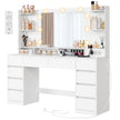 Kaptafel - Met Verlichte Spiegel en Schuifladen - Wolkwit - 137 x 40 x 144,3 cm
