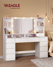 Kaptafel - Met Verlichte Spiegel en Schuifladen - Wolkwit - 137 x 40 x 144,3 cm