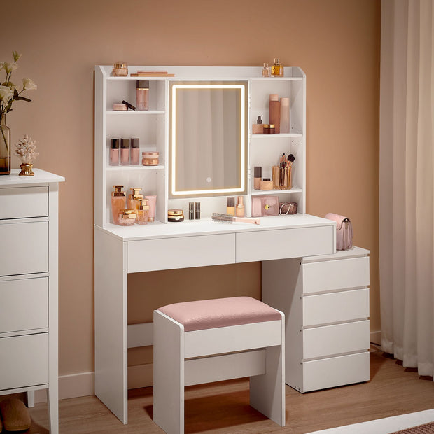 Schminktisch mit LED -Beleuchtung moderne Wolke weiß