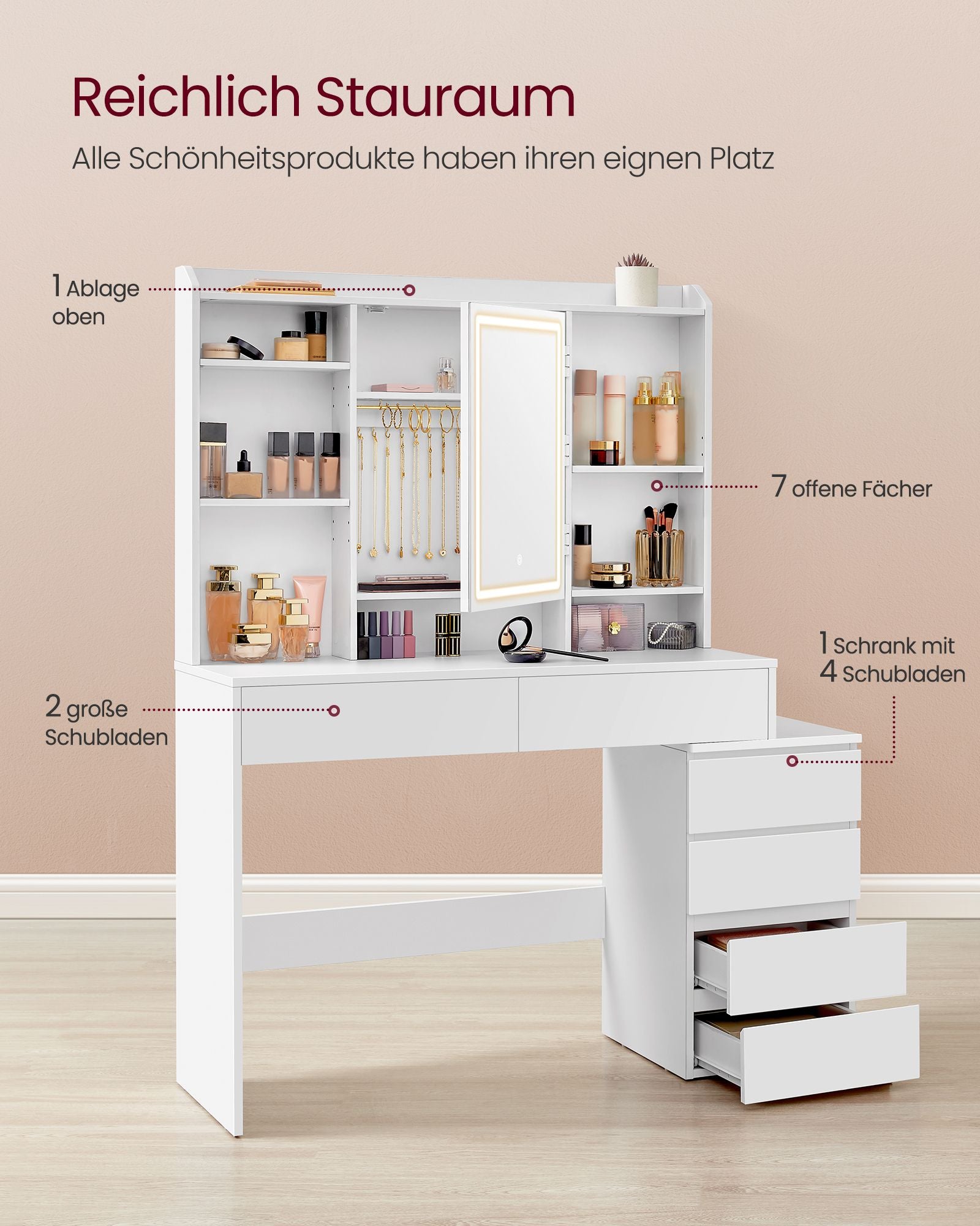 Kommode mit LED-Beleuchtung-moderner weißes Weiß