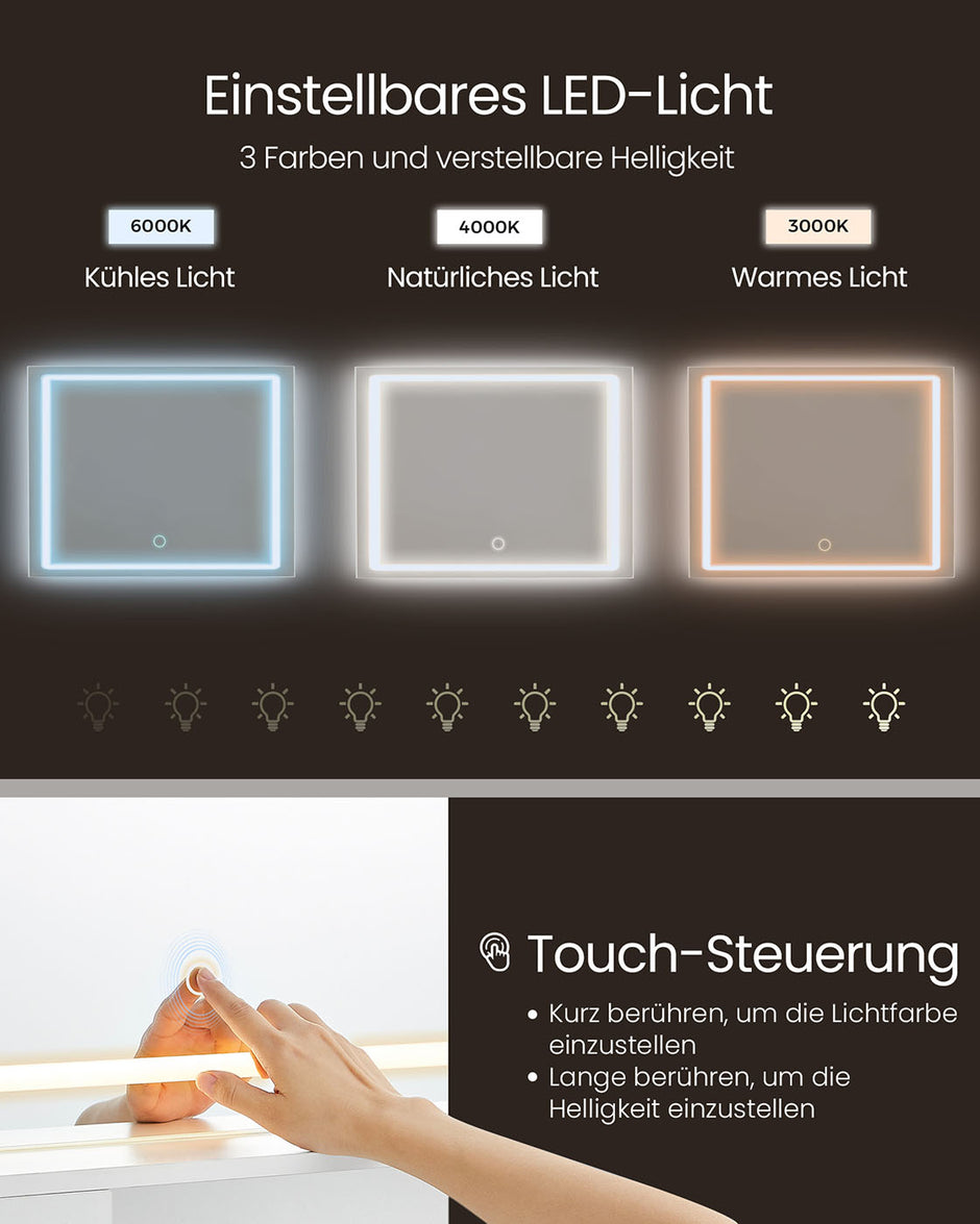 Schminktisch mit LED -Beleuchtung 110 cm breit