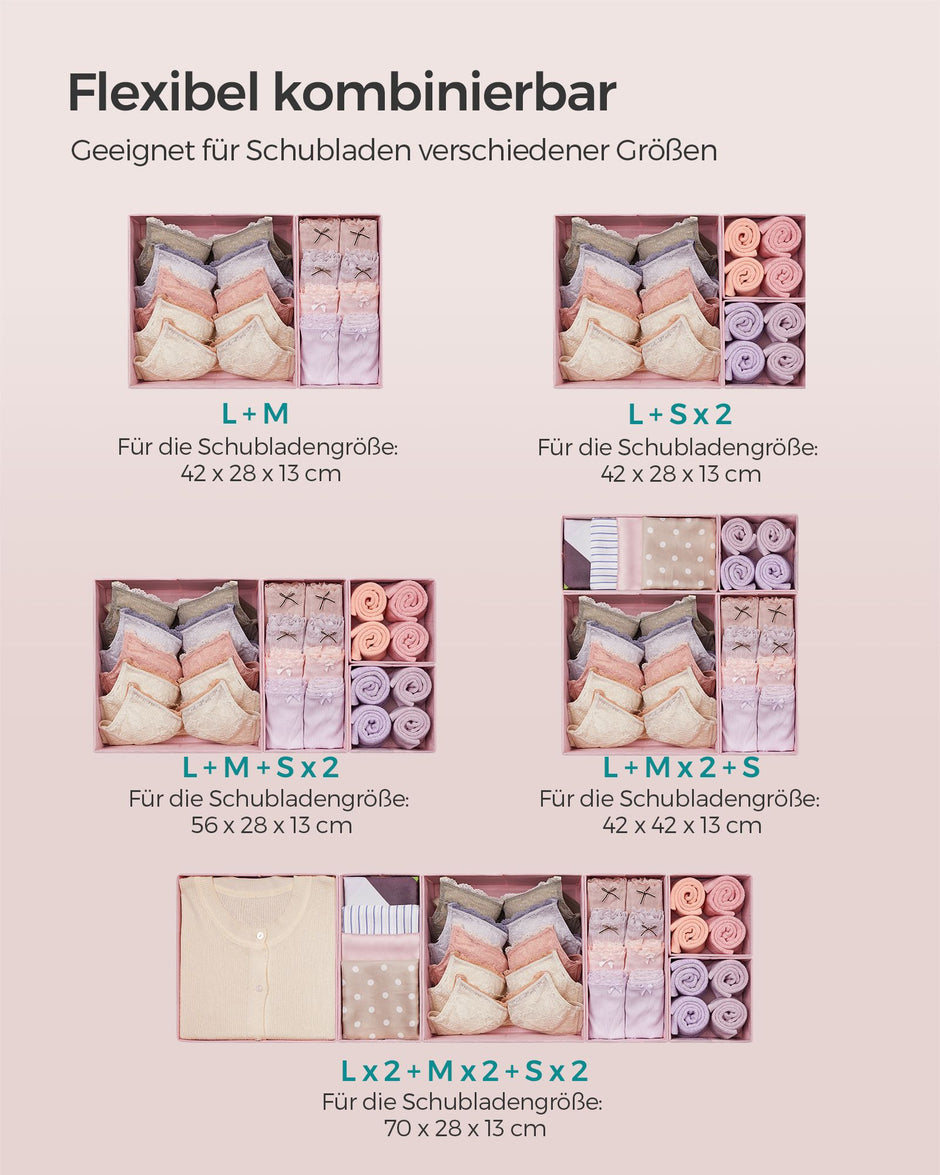 Aufbewahrungsbox für Schubladenset von 12 Pastellrosa
